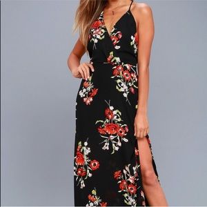 Lush Black and Red Floral Maxi dress